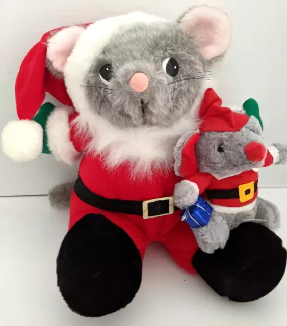 Vintage JC Penney Christmas Santa Mouse and Helper Plush Stuffed Toy Decór  50