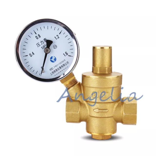 3/4" BSP DN20 Brass Water Pressure Reducing Valve With Gauge Flow Adjustable