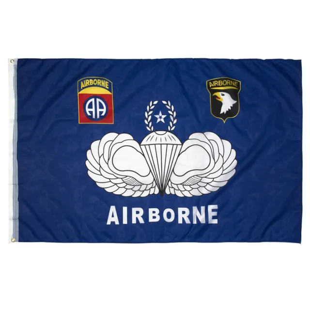 US Army Flagge 101st 82nd Airborne Paratrooper Senior Pilot Wings Flag D-Day Nam