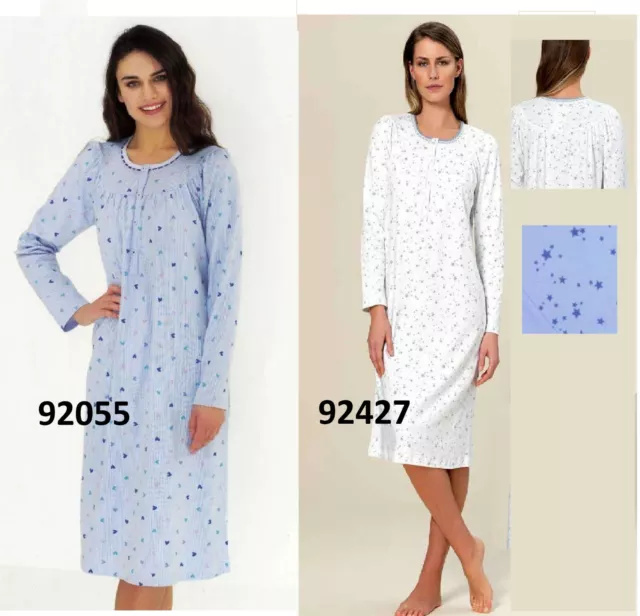 CAMICIA DA NOTTE In Cotone Caldo 100 Invernale Classica Senza