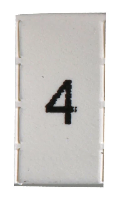 PRO POWER - Pre-Printed Heat Shrinkable Cable Marker, 4, White, 6mm, 100 Pack
