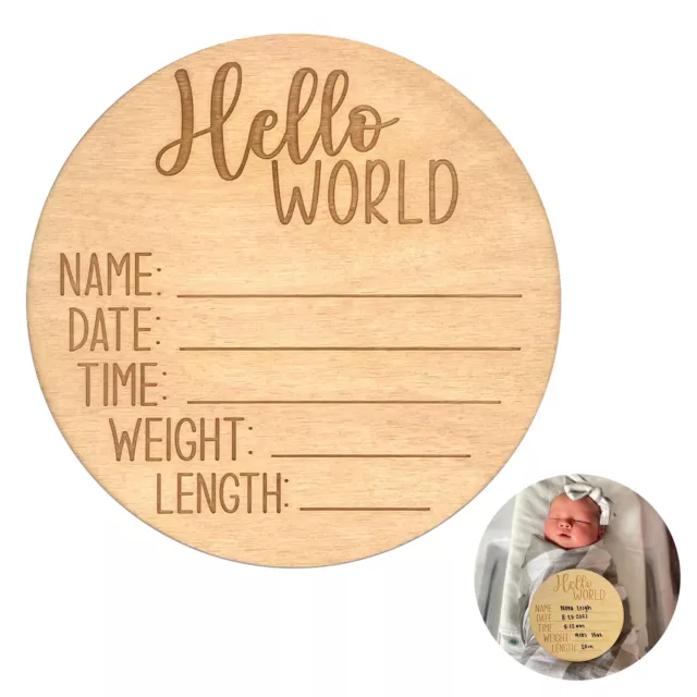 Natural For Hospital Baby Announcement Sign 5.91 Inch Hello World Wooden Durable