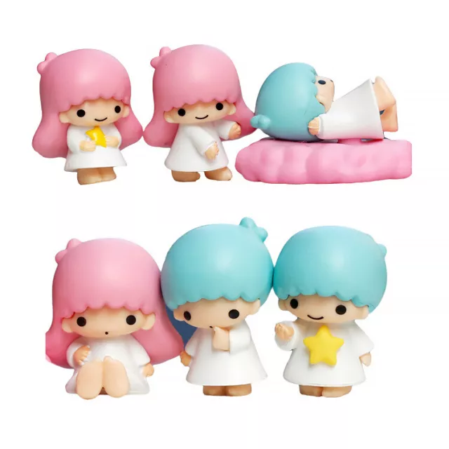 6pcs Cute Little Twin Stars Figure Toy Figurine Cake Toppers PVC Doll Toy Gifts