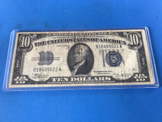 (Rare) 1934 B  Blue Seal $10 Ten Dollar Silver Certificate  .....Loc. #4m