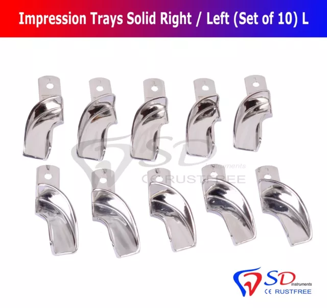 Parcial Dentadura Impression Trays No Perforada (Juego De 10) Talla L Derecho /