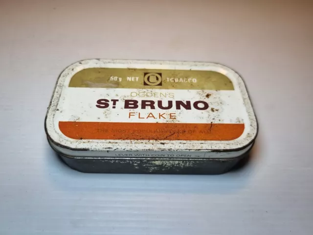 Vintage St Bruno Flake Tobacco Tin - Ogden's Pipe Tobacco - British - 2 Oz Empty