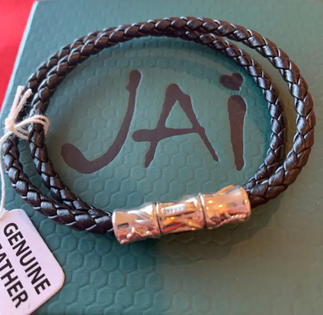 John Hardy Jai Sterling Bamboo Braided Leather Wrap Bracelet - One Size Fits All