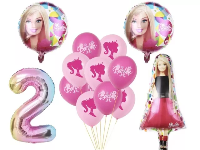 SET PALLONCINI 2° compleanno Barbie decorazioni festa palloncini età 2  ragazze 14 pezzi EUR 10,52 - PicClick IT