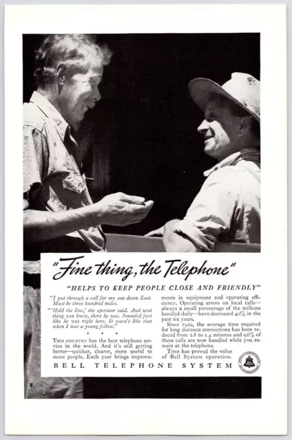 1938~Bell Telephone & Telegraph~Phone~FINE THING~Vintage 30s Print Advertisement