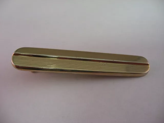 Vintage USA Mens Tie Bar Jewelry: Great Large Design Gold Tone Grooves