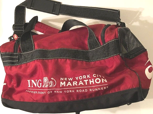 ASICS New York City Marathon Running Maroon Gym Travel Duffel Bag ING Vintage