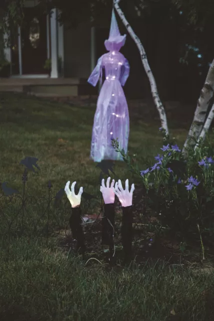 Victorian Trading Co 3 sets Zombie Halloween Light Up Hand Stakes 41A