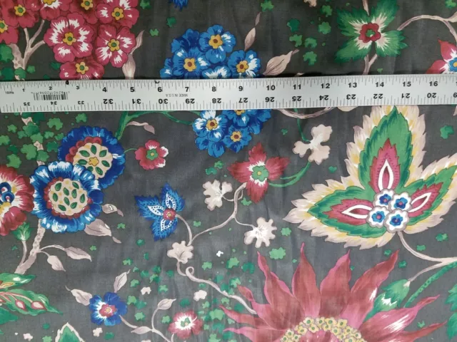 Vintage Cotton Fabric Givenchy for Fabriyaz Scotchgard Black and Floral BTY 3