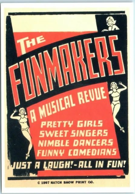 Postcard - The Funmakers Musical Revue window card - Hatch Show Print Company
