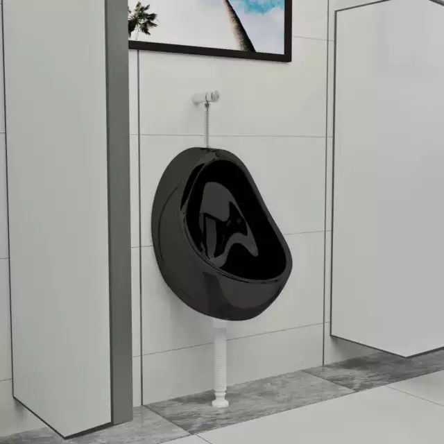 Urinoir Suspendu Valve Chasse d'Eau Céramique Salle de Bains Toilette 2