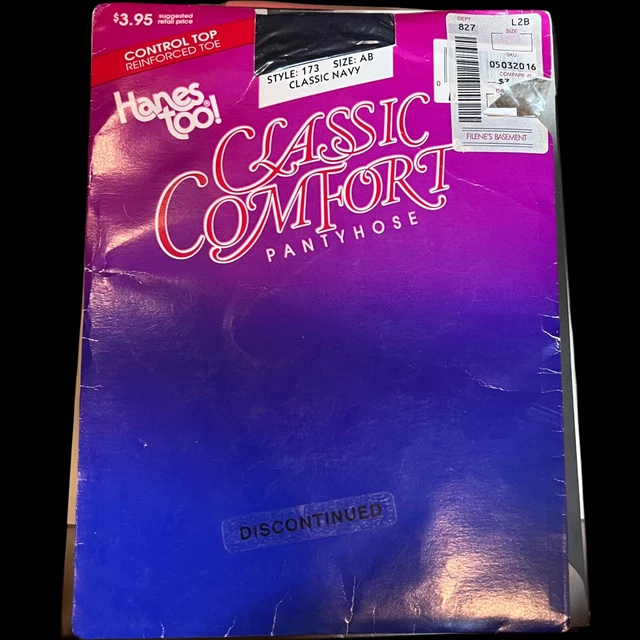 Hanes Too! Classic Comfort Pantyhose Navy Silky Sheer Spandex Size A/B Pantyhose