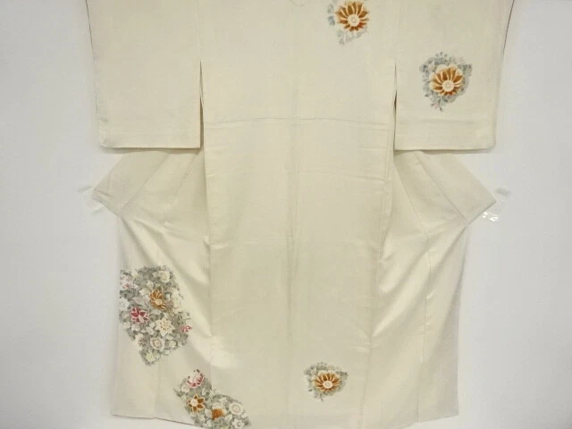 46316# Japanese Kimono / Antique Kimono / Embroidery / Floral Plants