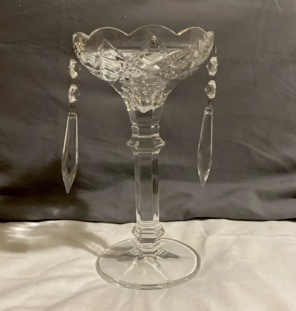 Candle Stick Holder Shannon Lead Crystal Prism Pineapple Cut Glass Effect Single