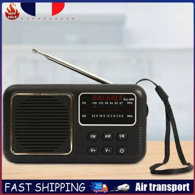 FM Radio Receiver Portable Retro Radio Full-Wave Band Speaker for Hiking Camping