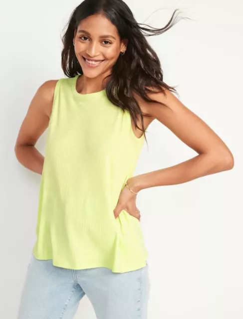 Old Navy Women’s Size XXL ~ Luxe Rib Knit Swing Tank Top .. $17 .. Neon Green