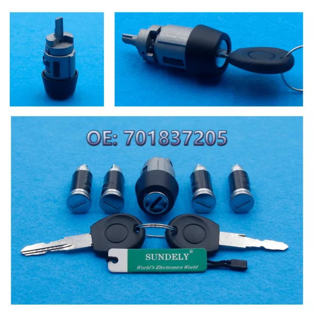 For VW T4 TRANSPORTER 1990- Ignition Switch Lock Barrel & Door Lock SET 5Pcs New