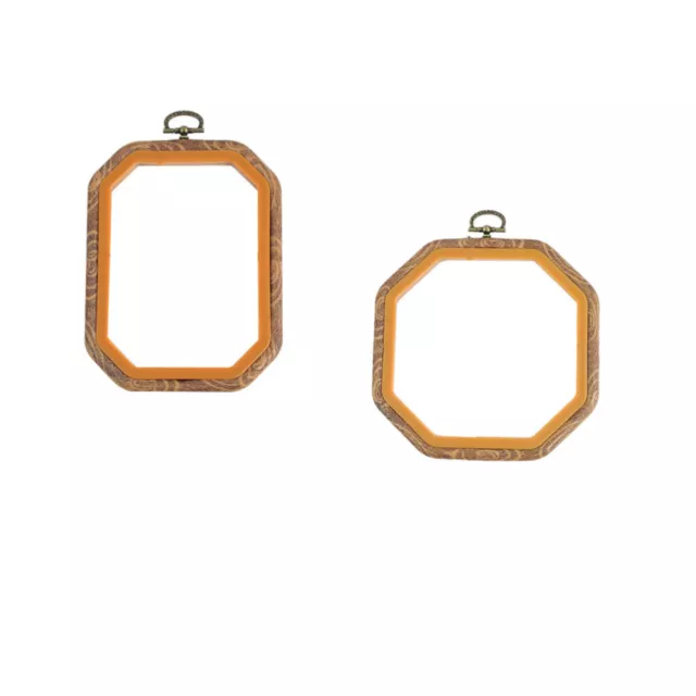 2Pcs Imitation Wood Embroidery Hoops - 5.5" Octagon & 4x6" Rectangle Frames-MD