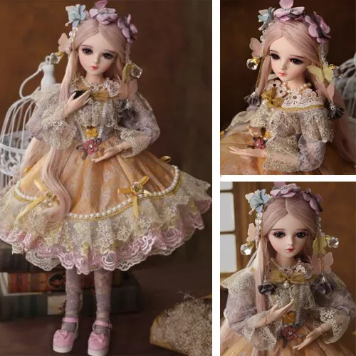 24" BJD Doll 1/3 Princess Girl + Face Makeup + Changeable Eyes + Wigs + Clothes