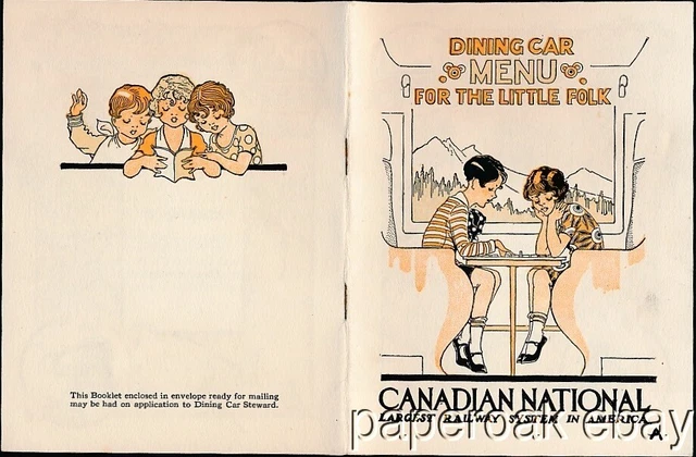 Original 1931 Canadian National Railway Children's Dining Car Menu Booklet