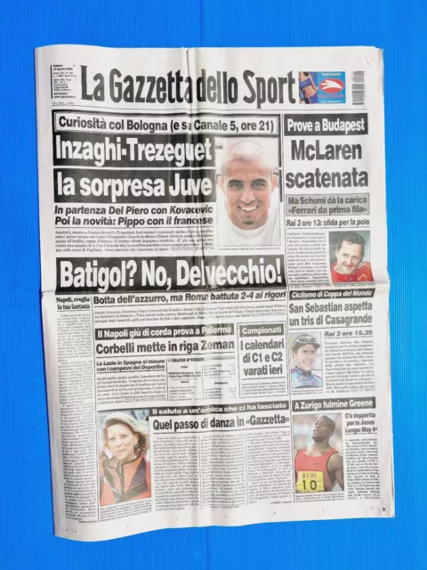 Gazzetta Dello Sport 12 Agosto 2000 Morte Rita Trapanese- Bologna-Maurice Greene