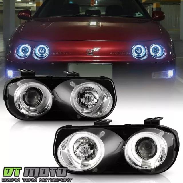 1994-1997 Acura Integra LED Dual Halo Projector Headlights 94-97 Lamp Left+Right