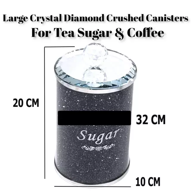 Crystal Crushed Diamond Filled Tea Coffee Sugar Canisters Jars Storage Kitchen 3