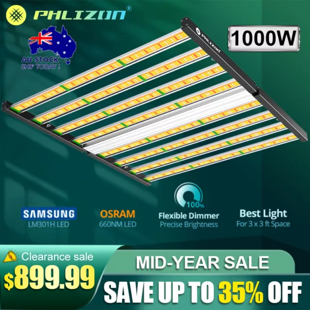 Phlizon 1000W LED Bar Grow Light Samsung Full Spectrum Commercial Indoor Plants