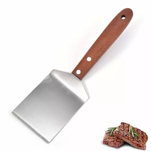 Spatula Stainless Steel Spatula with Wood Handle Square Spatula Kitchen Scraper 3