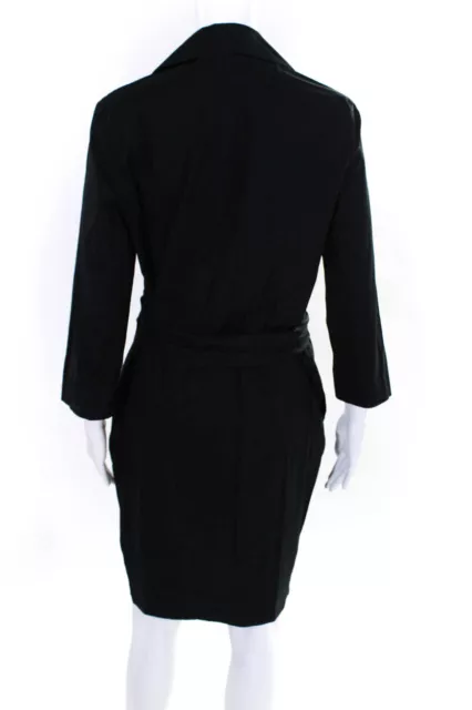 DKNY Women's Long Sleeve Collared Button Front T-Shirt Dress Black Size 10 3
