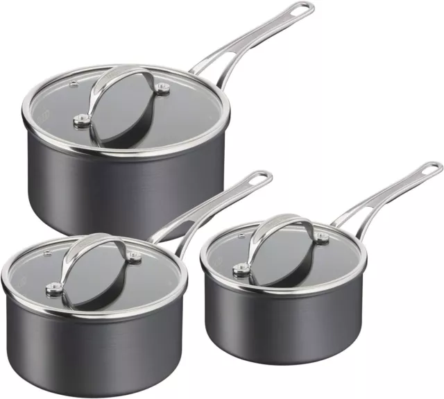 Tefal Jamie Oliver H912S344 3 Piece Set, Hard Anodised Aluminium Induction