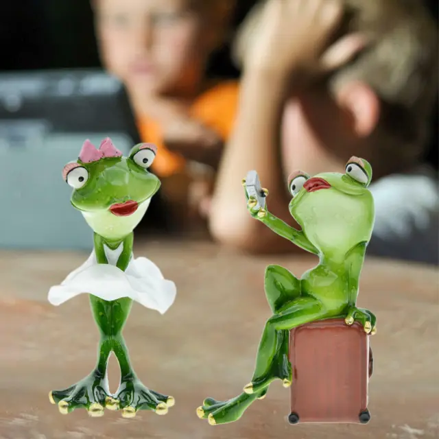 Novel Frog Statue Resin Desktop Garden Windowsill Lawn Fairy Garden Animal Patio
