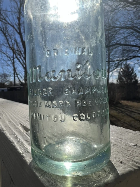 Manitou Ginger Champagne  Vintage  Soda Bottle Embossed Manitou Springs Colorado