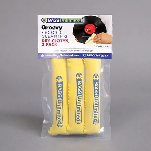 Bags Unlimited ASA-2D - Groovy Record Cleaning Cloth 3 Pk - Microfiber (Yellow)