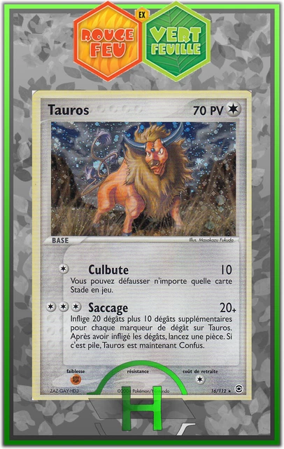 Tauros Holo - EX:Rouge Feu Vert Feuille - 16/112 - Carte Pokemon Française