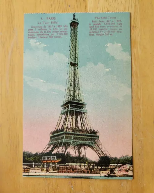 Vintage Postcard The Eiffel Tower Paris France Unposted Standard Size