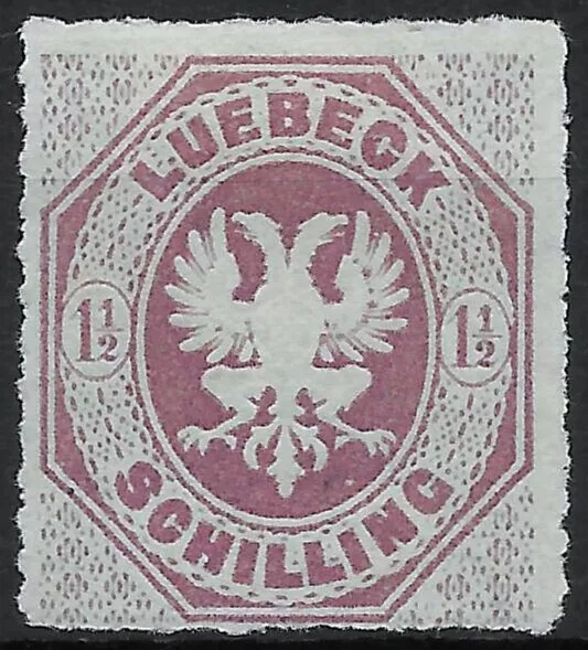 Lübeck 1865 ~ MiNr. 14 ~ 1 1/2 Schilling ~ BPP geprüft ~ ungebraucht