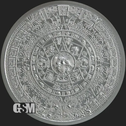 5 X 1 oz. Golden State Mint Silver Round Aztec Calendar .999 Fine - BACKORDER