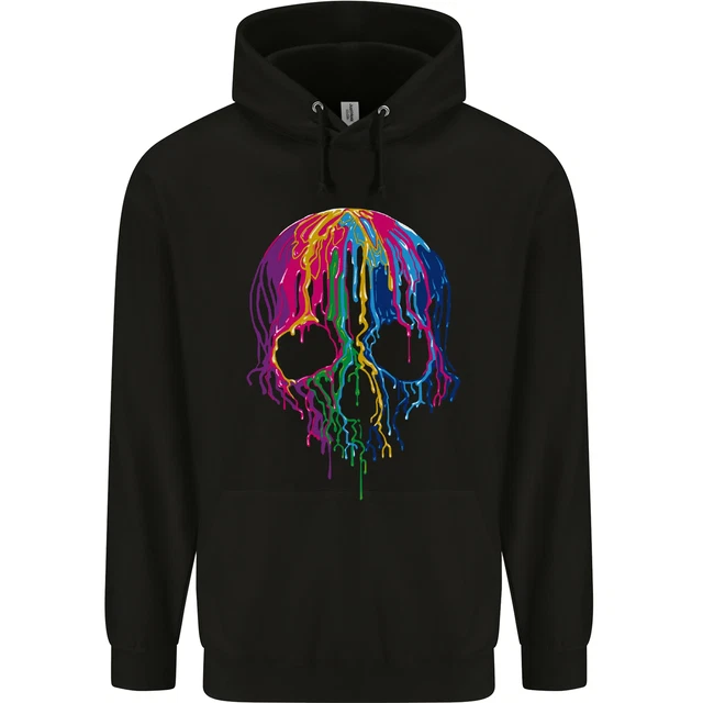 Felpa con cappuccio bambini Melting Skull Biker moto gotica bambini