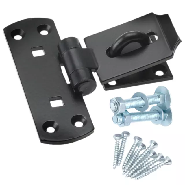 Vertical Locking Hasp Staple +FIXINGS HEAVY Garage Store Shed STRONG Gate BLACK