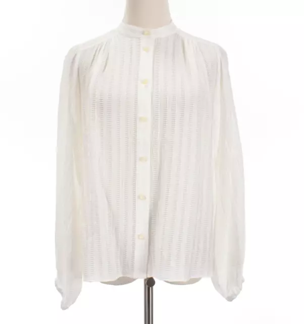 Shoshanna NWT Long Sleeve Button Down Blouse Size M in Textured White