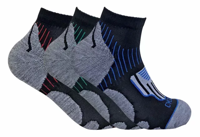 3er-Pack atmungsaktive gepolsterte Anti-Blister-Sport Viertel Knöchel Radsocken für Herren