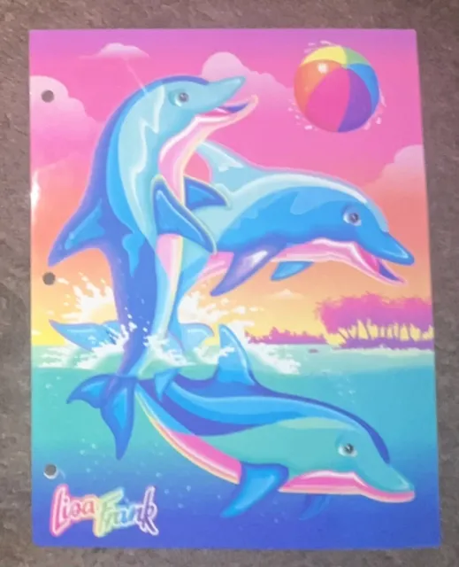 Lisa Frank 3 Dolphins Beach Ball Folder Fantastic World Portfolio vintage