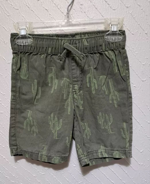 Boys' Shorts Size 5 K-D Khaki Cactus Print Elastic Waist & Drawstring Pocket