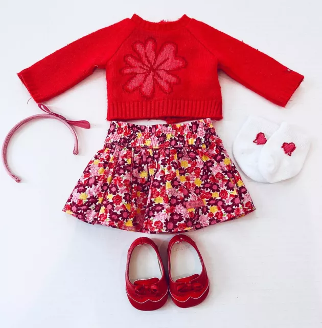 AMERICAN GIRL DOLL Red Flower Sweater Skirt with Headband Outfit 21.00 PicClick