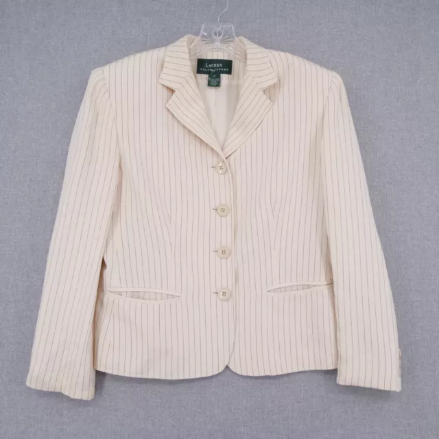 Lauren Ralph Lauren Blazer Womens Size 6 Ivory Striped Blazer 100% Silk Business